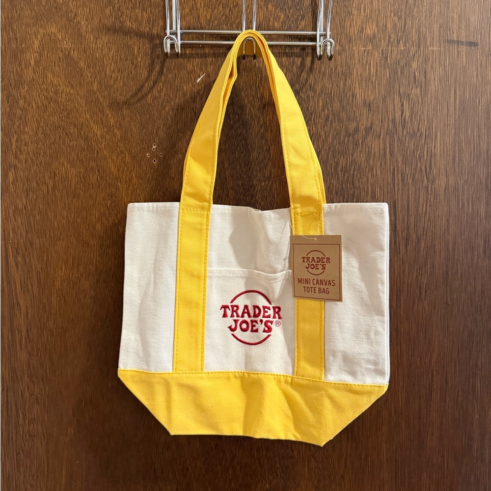 Trader Joe’s Mini Canvas Tote Bag - Yellow and Cream